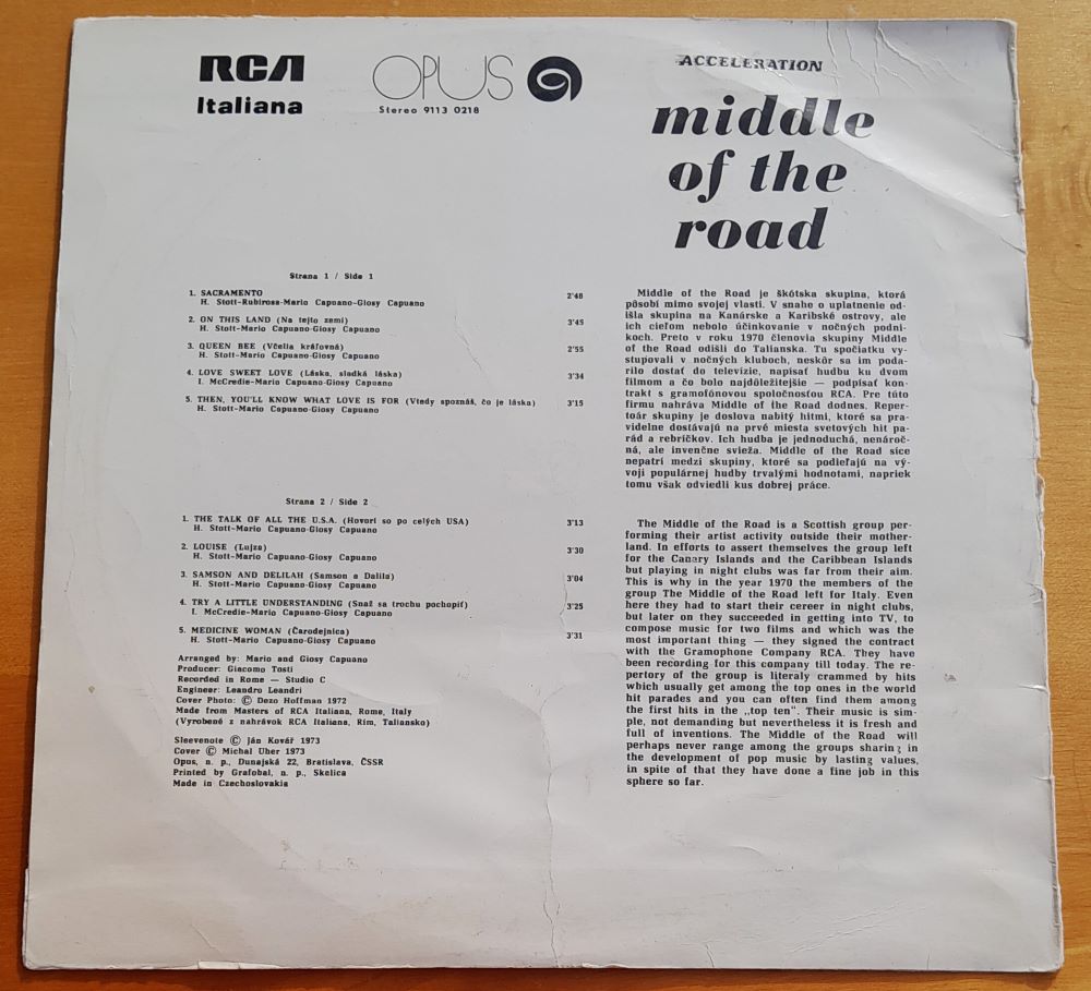 Middle of the road, Acceleration, LP platňa - long play