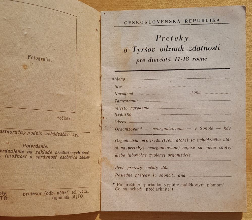 Tyršov odznak zdatnosti / Československá republika