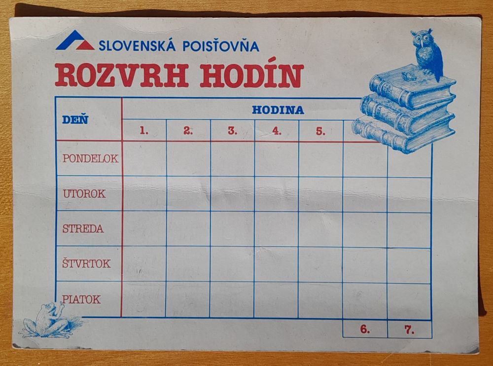 Rozvrh hodín - Slovenská poisťovňa