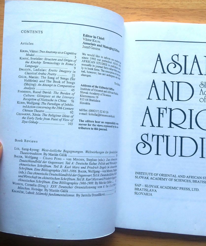 Asian and African studies 1. 2.