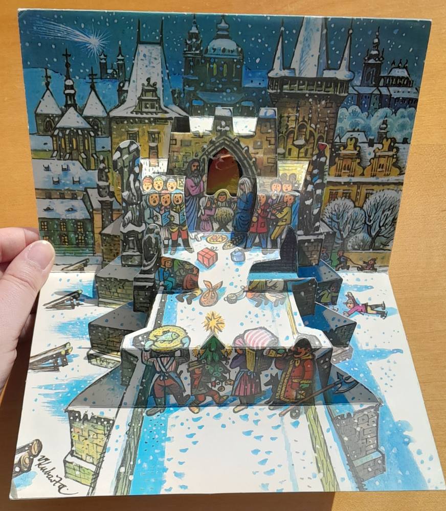 Radostné Vánoce a šťastný Nový Rok - rozkládacia pohľadnica