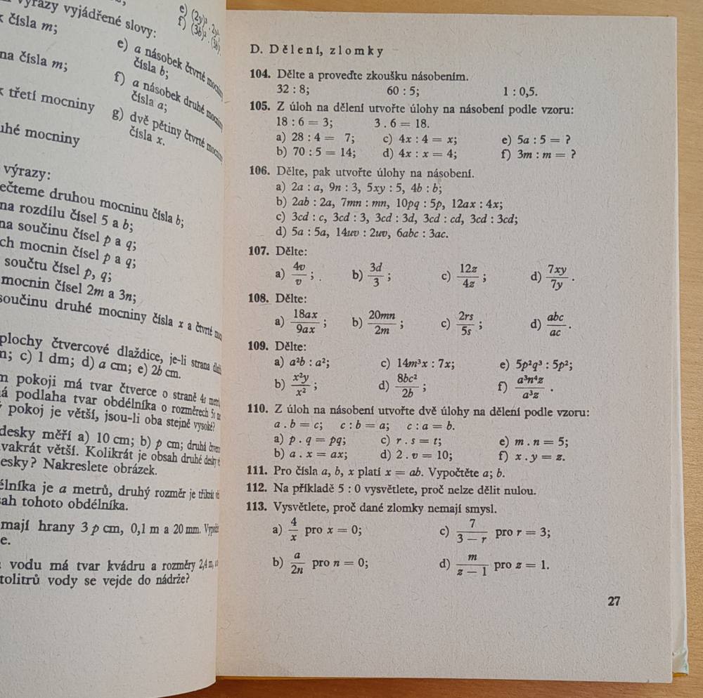 Sbírka úloh z algebry pro základní devítileté školy