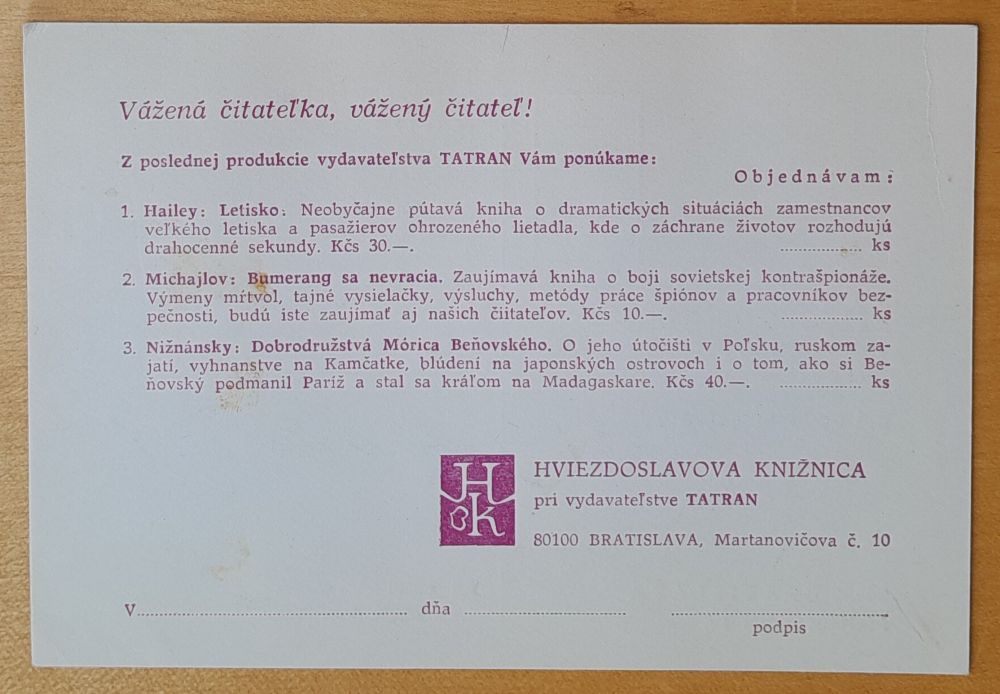 Hviezdoslavova knižnica pri vydavateľstve Tatran