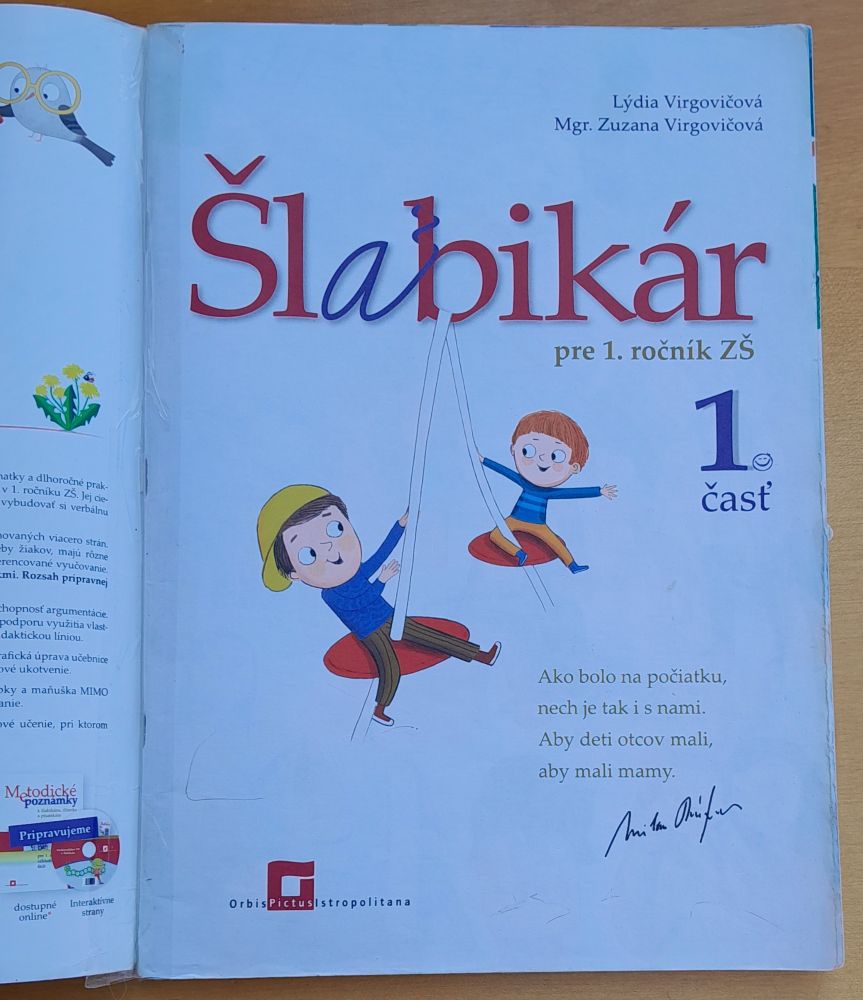 Šlabikár pre 1 ročník ZŠ 1. časť