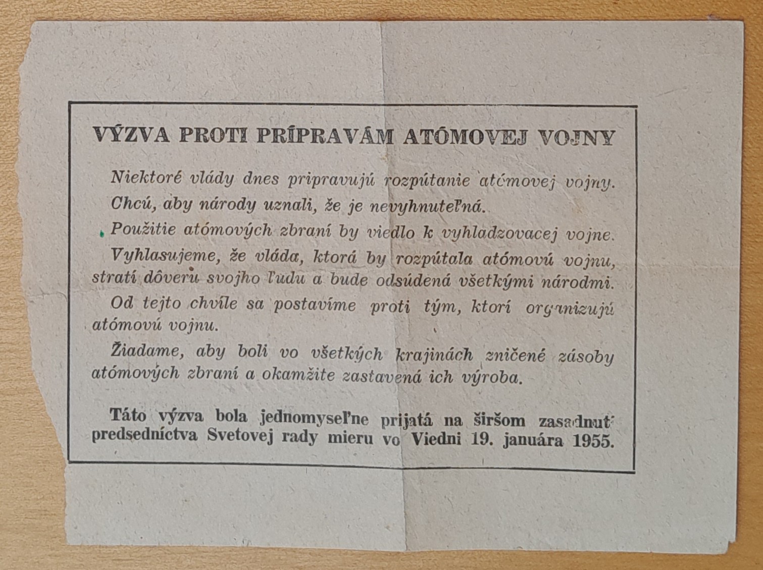 Kampaň za podpisovanie výzvy Svetovej rady mieru proti prípravám atómovej vojny