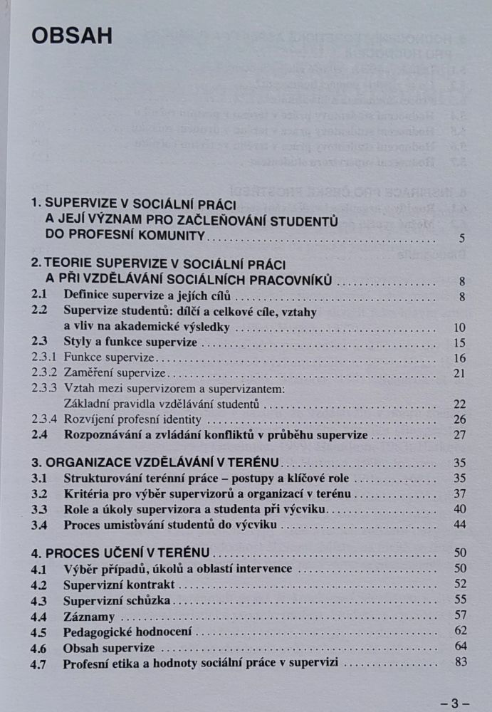 Vzdělávání studentú sociální práce v terénu / Model pro supervizi / Učební texty Univerzity Karlovy