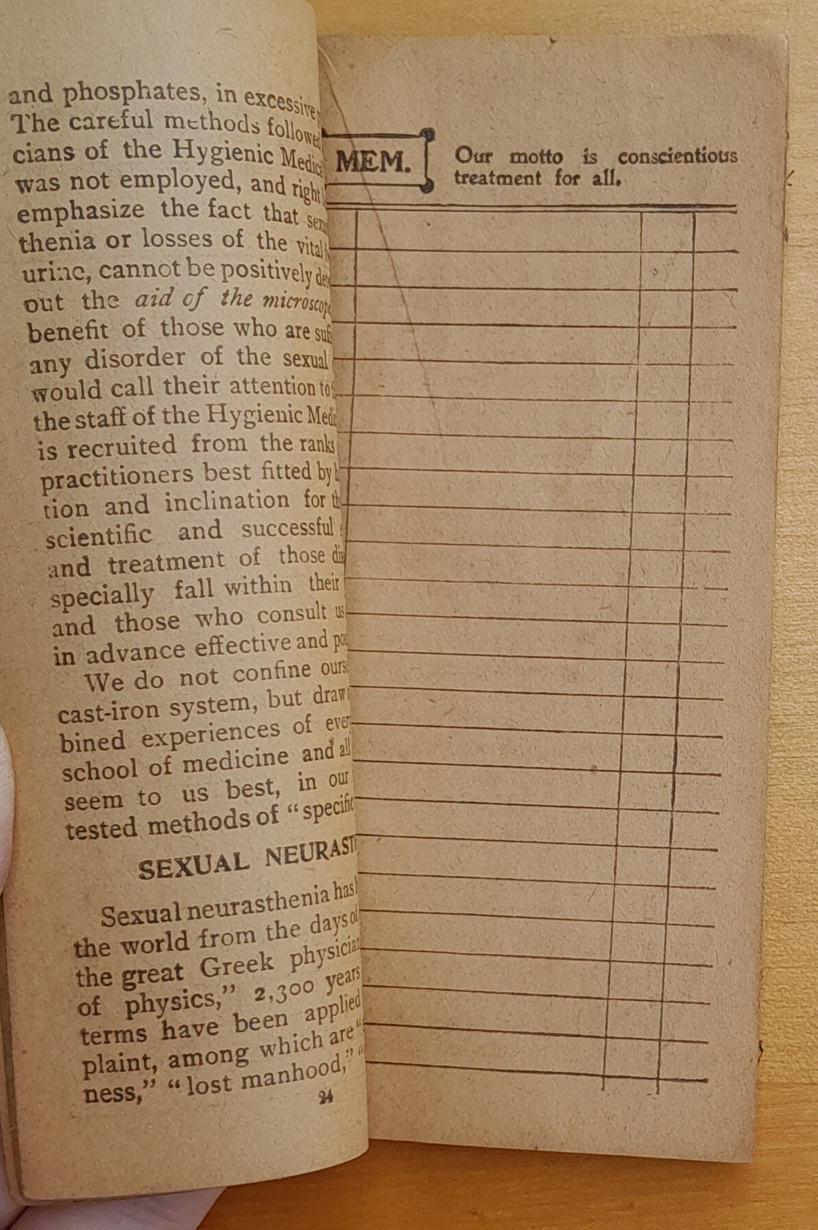 Hygienic Note Book / Calendar October 1906 - March 1908