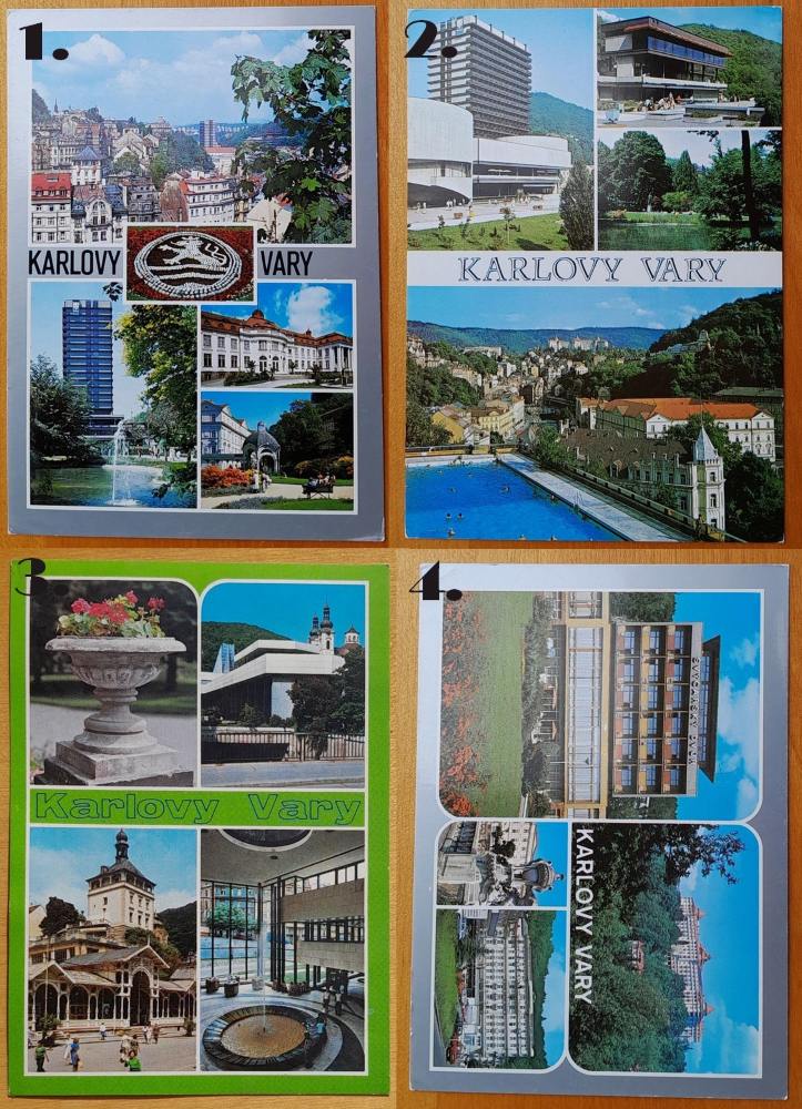 Karlovy Vary - Čs. státní lázně - Kolonáda J. Gagarina - Zámecká věž - Tržní kolonáda