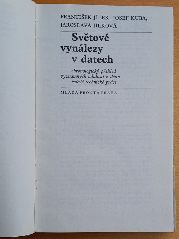 Světové vynálezy v datech - chronologický přehled významných události z dějin tvúrčí technické práce