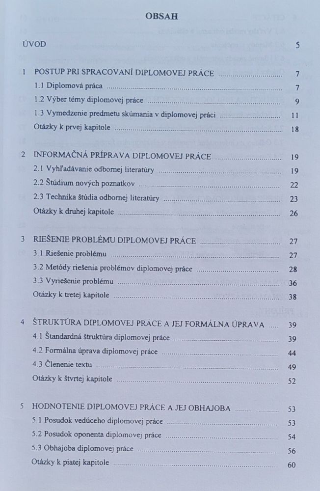Metodika vypracovania diplomovej práce