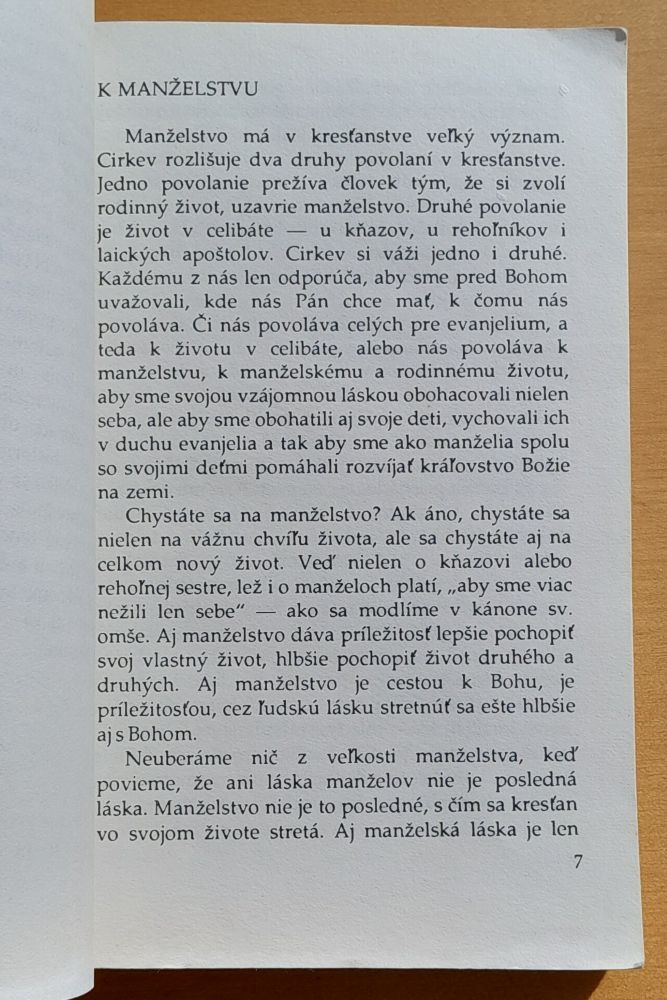 K manželstvu a rodine