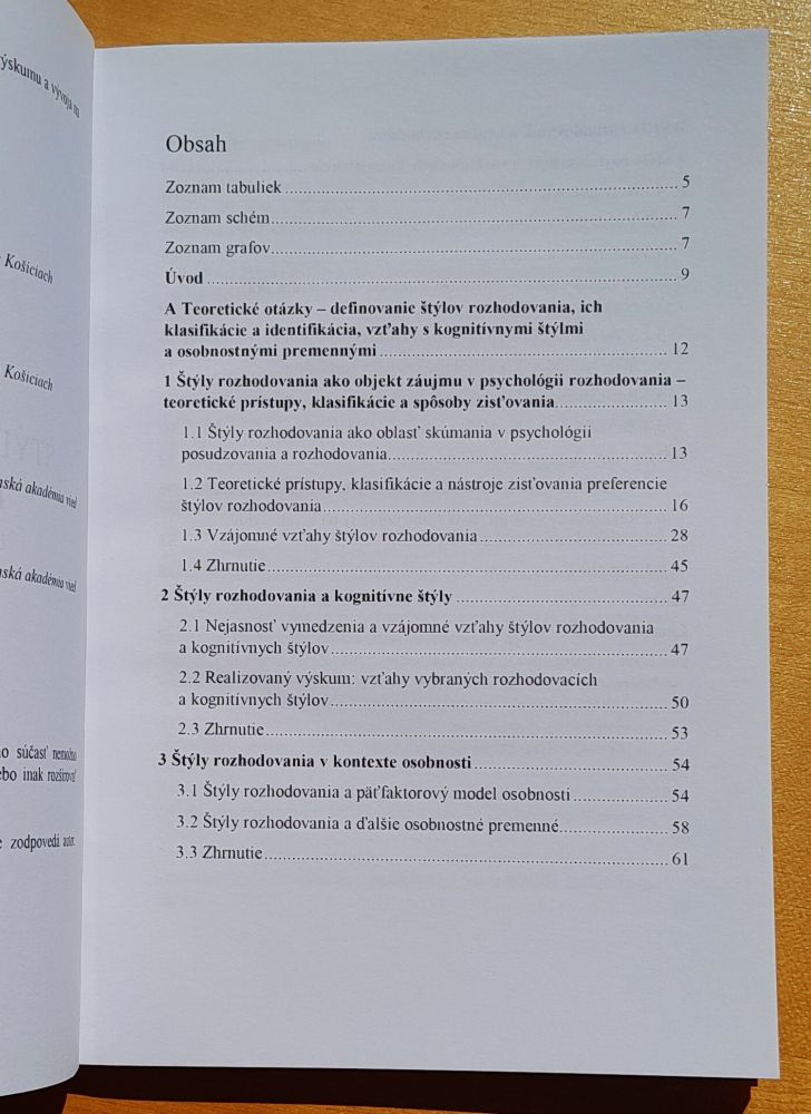 Štýly rozhodovania - Teoretické ukotvenie a praktické aplikácie