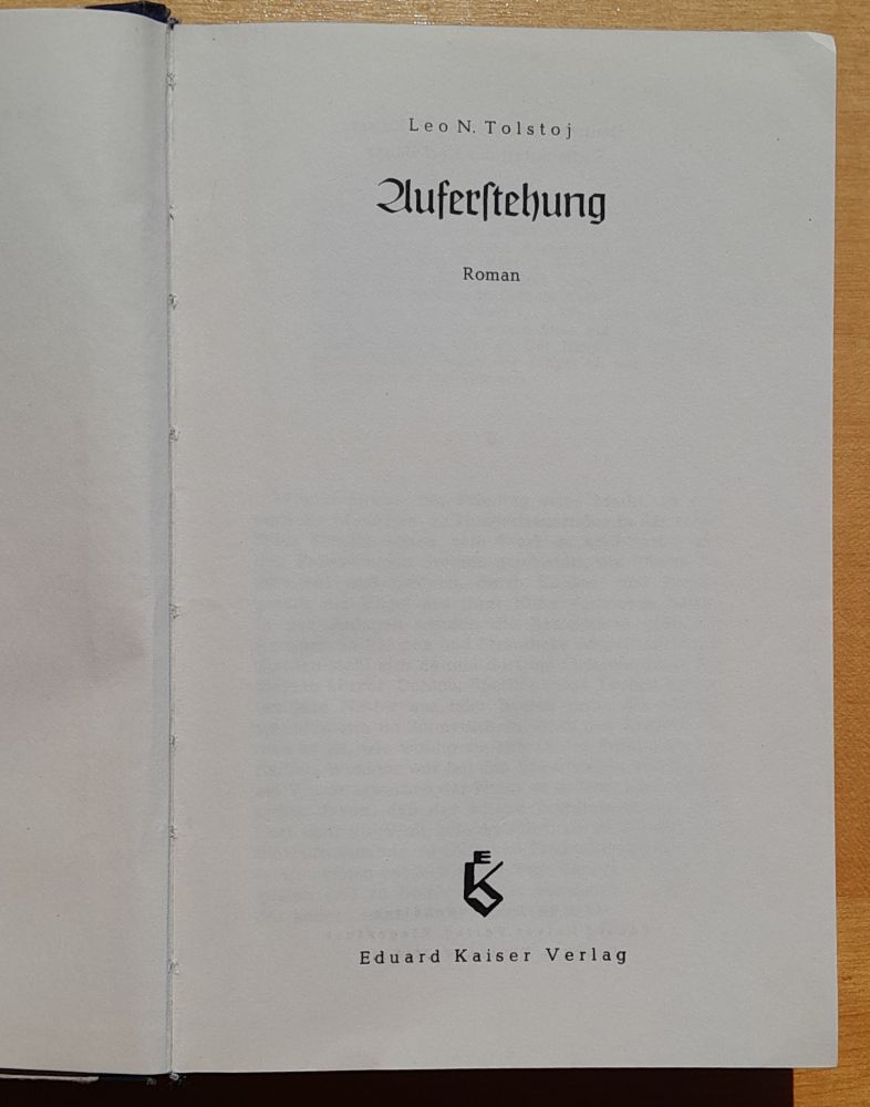Auferstehung - Vzkriesenie - Román