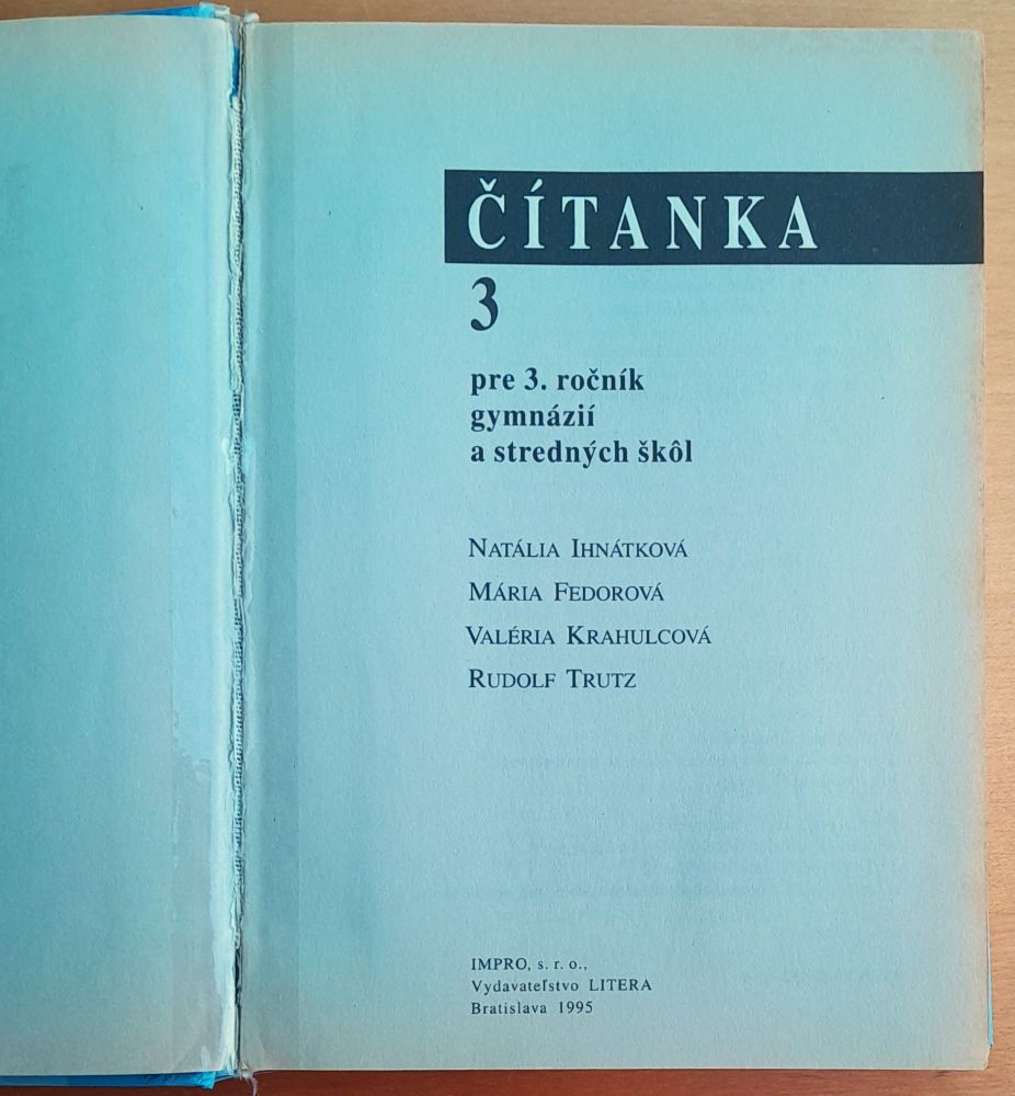 Čítanka pre 3. ročník gymnázií a stredných škôl