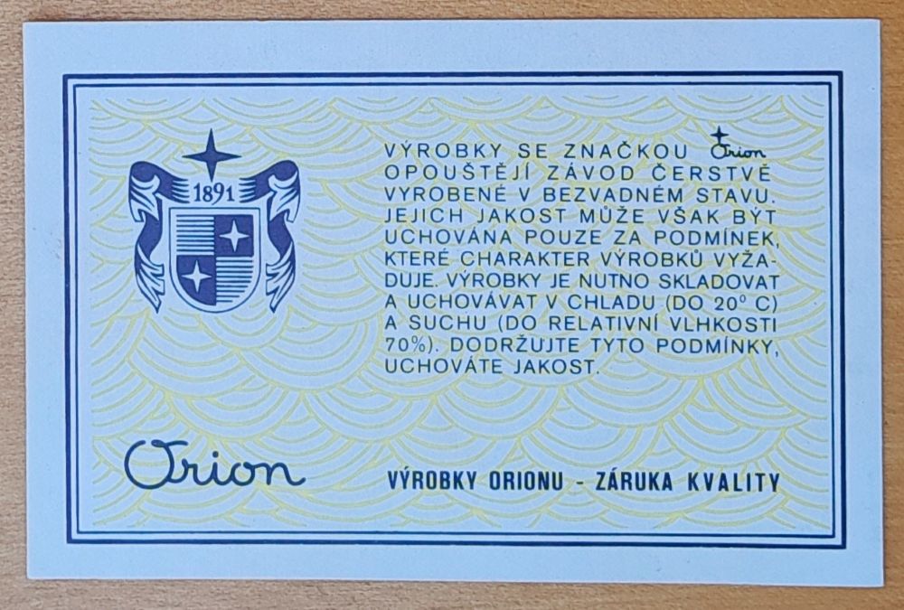 Orion - Kartička z dezertu