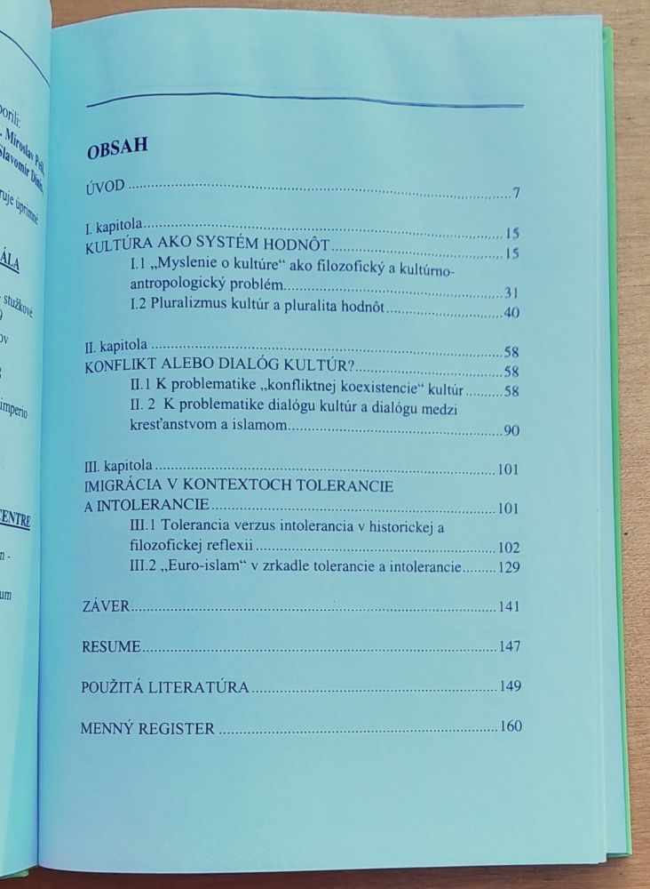 Fantóm imigrácie - Konflikt alebo dialóg kultúr v kontextoch axiologického pluralizmu.