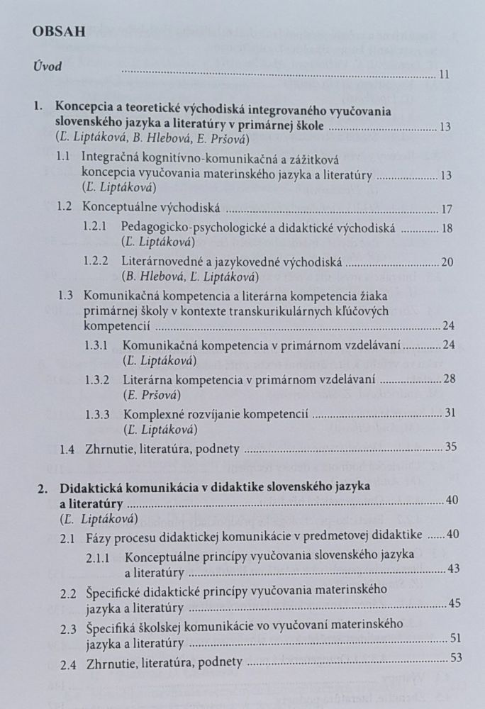 Integrovaná didaktika slovenského jazyka a literatúry pre primárne vzdelávanie