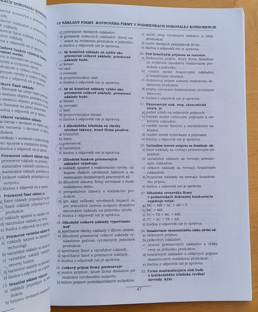 Ekonómia - Metodická pomôcka na semináre + Testy, otázky a príklady
