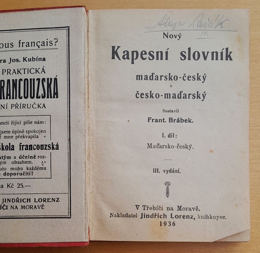 Kapesní slovník maďarsko-český a česko-maďarský