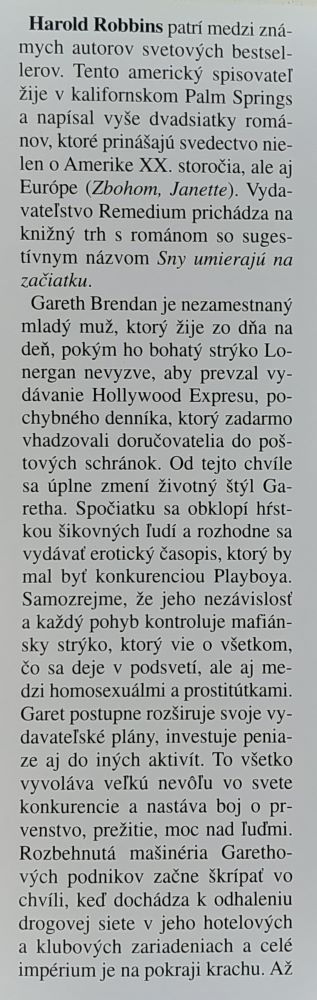 Sny umierajú na začiatku / Harold Robbins