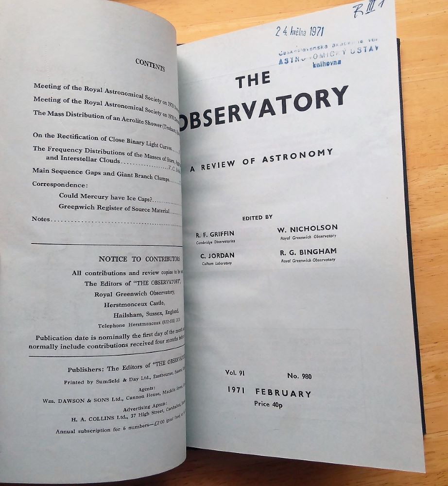 The Observatory a Review of Astronomy 1971