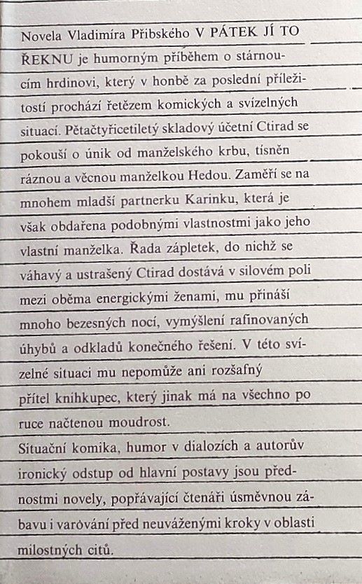 V pátek jí to řeknu