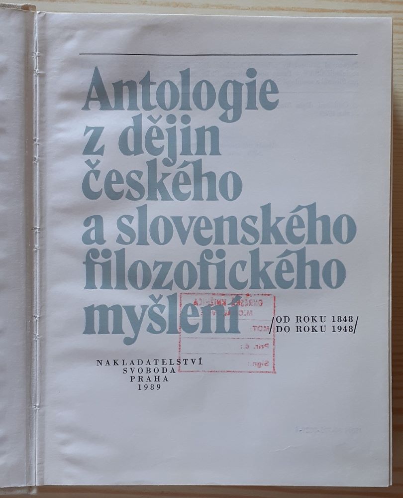 Antologie z dějin českého a slovenského filozofického myšlení 