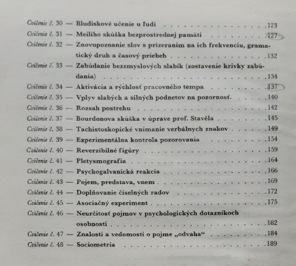 Cvičenia zo všeobecnej psychológie
