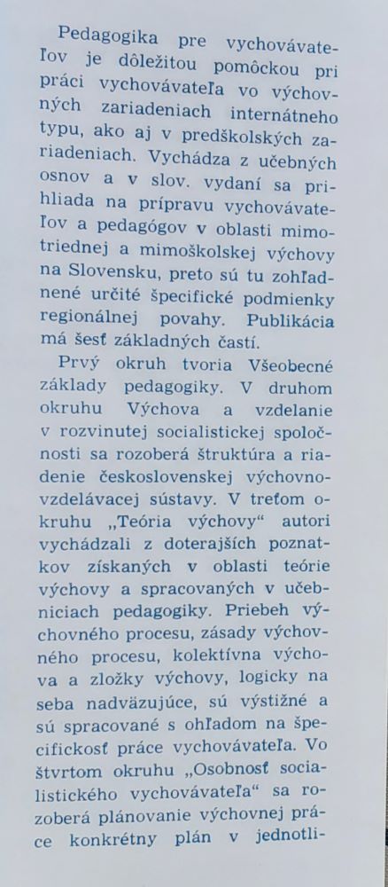 Pedagogika pre vychovávateľov / Učebnica pre stredné pedagogické školy