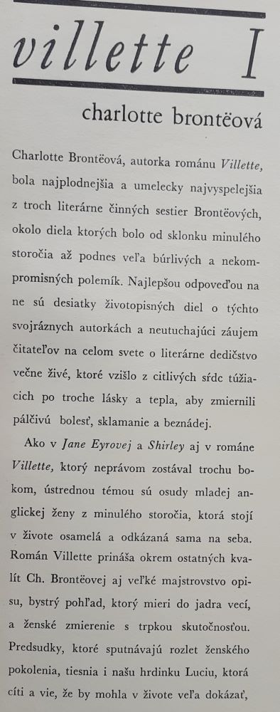 Villette I. / Hviezdozlavova knižnica zväzok č. 200