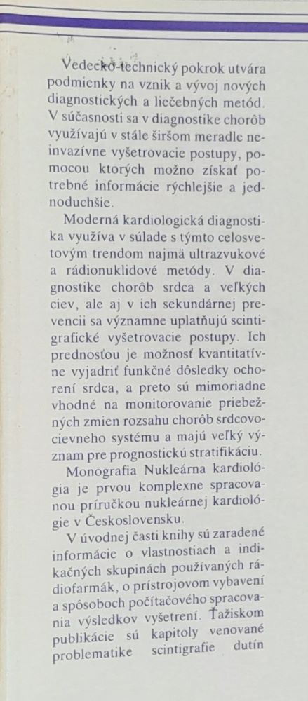 Nukleárna kardiológia / Scintigrafická diagnostika kardiovaskulárnych chorôb / Pre postgraduálne štúdium lekárov a farmaceutov