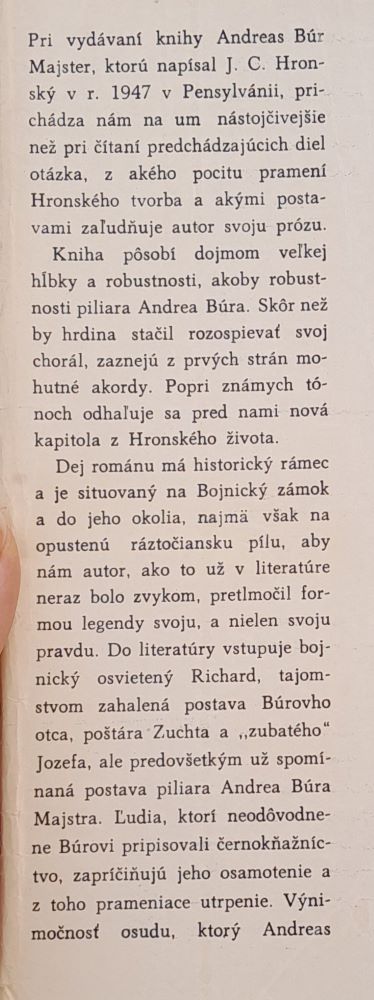 Andreas Búr majster - Slovenská tvorba