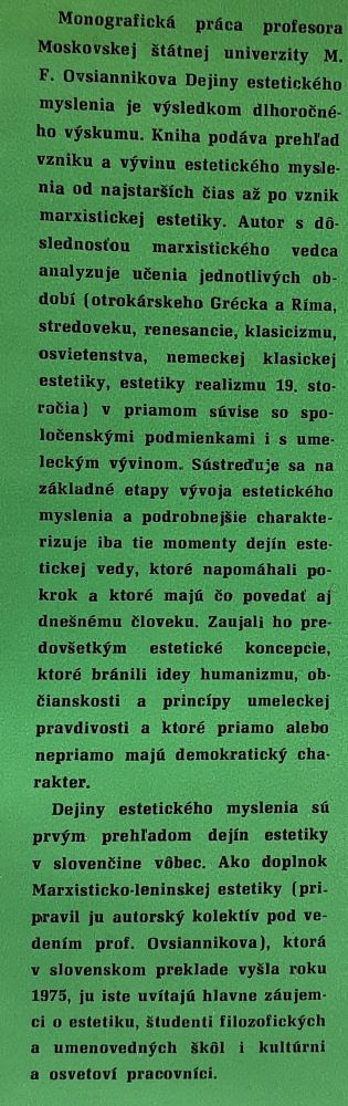 Dejiny estetického myslenia / Človek a umenie