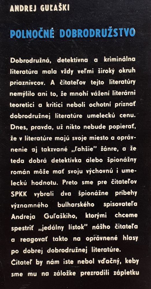 Polnočné dobrodružstvo / SPKK / detektívka