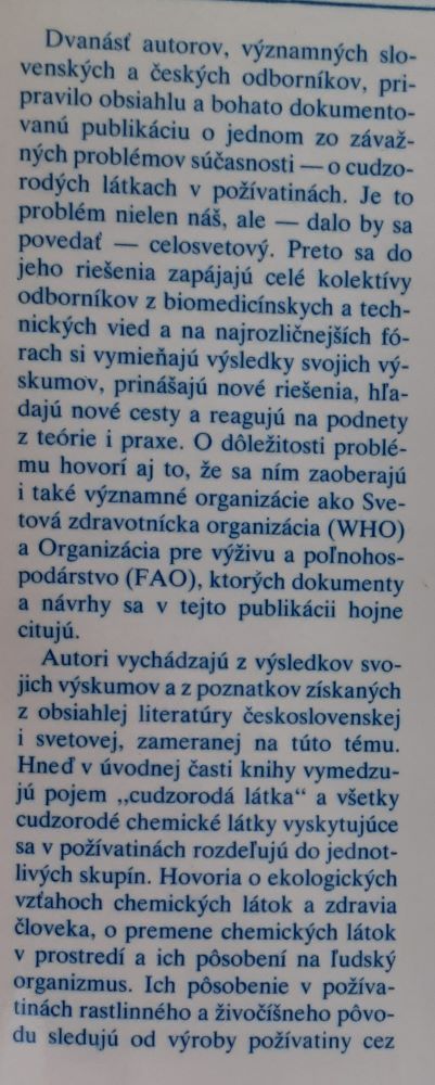 Cudzorodé látky v požívatinách / Pre postgraduálne štúdium lekárov a farmaceutov