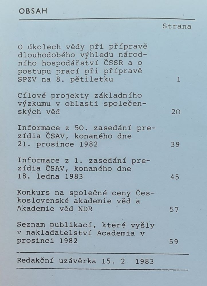 Zprávy ČSAV 1-7/1983 / 5 zošitov