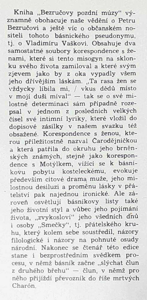 Bezručovy pozdní múzy