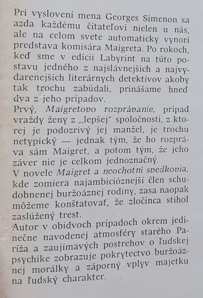 Maigretovo rozprávanie / Labyrint