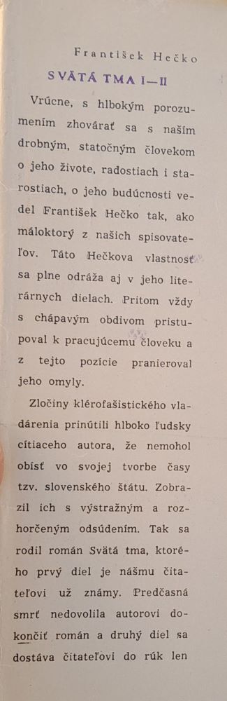 Svätá tma / 1. diel a fragment 2. dielu