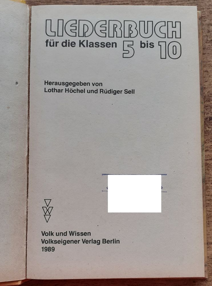 Liederbuch fur di Klassen 5 bis 10