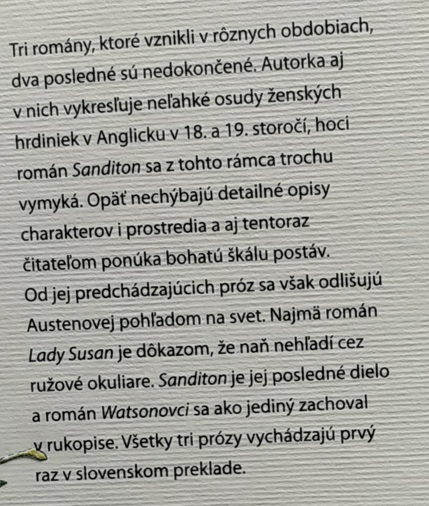 Lady Susan, Watsonovci, Sanditon - Jane Austen