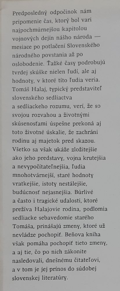 Predposledný odpočinok - Ján Beňo