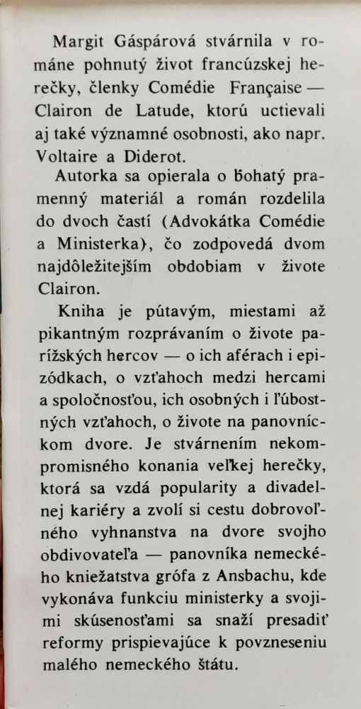Búrlivý život herečky Clairon / Clairon de Latude - francúzska herečka, členka Comédie Francaise