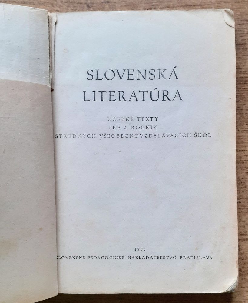 Slovenská literatúra / Učebné texty pre 2. ročník Stredných všeobecnovzdelávacích škôl
