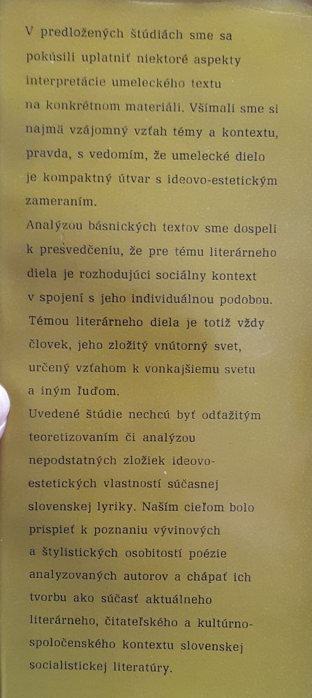 Cesta k básnickému tvaru / Kontext - téma - lyrický subjekt