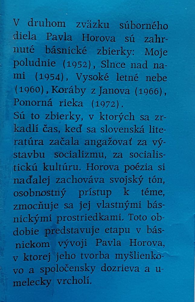 V čerení času / Moje poludnie / Slnce nad nami, Vysoké letné nebe / Koráby z Janova / Ponorná rieka