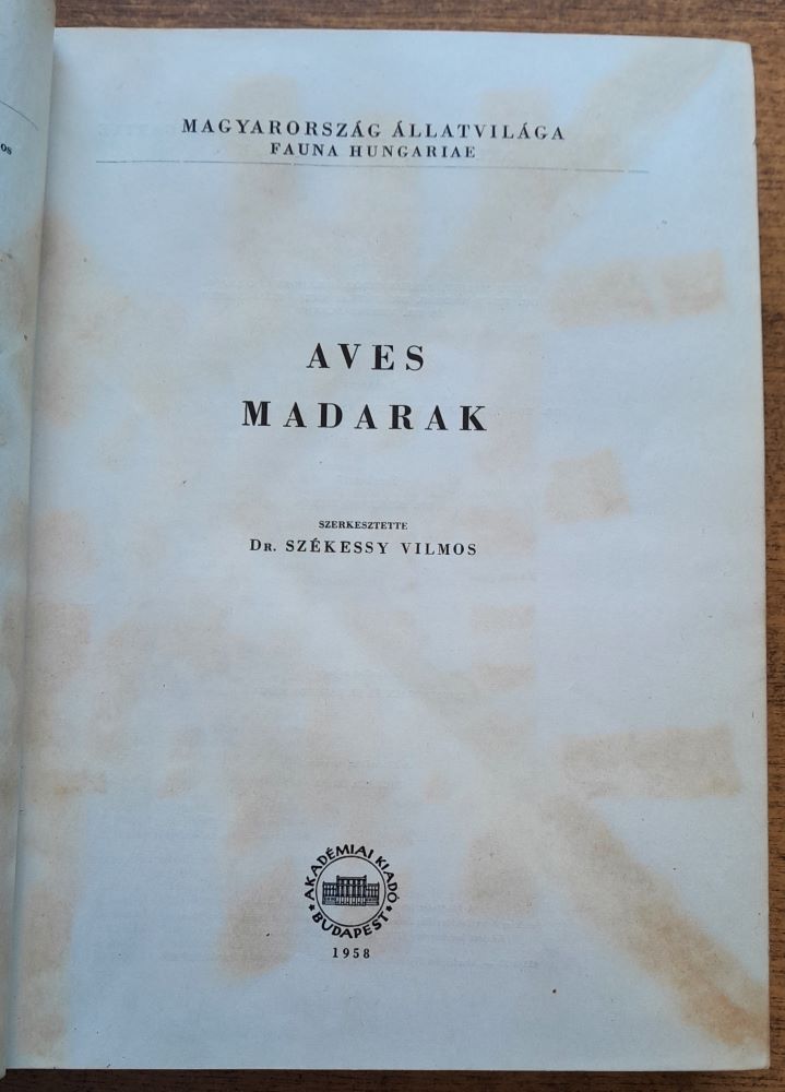 Aves madarak / Magyarország Állatvilága fauna Hungariae