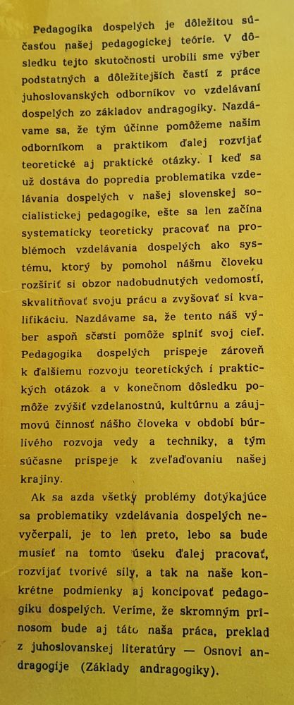 Základy výchovy a vzdelávania dospelých / Základné pedagogické a psychologické diela