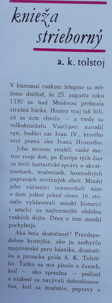 Knieža Strieborný / Tolstoj / Hviezdoslavova knižnica