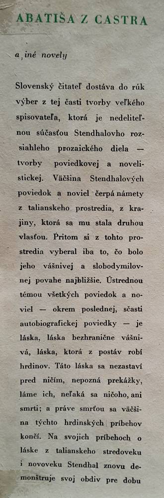 Abatiša z Castra a iné novely / Stendhal / Svetoví klasici